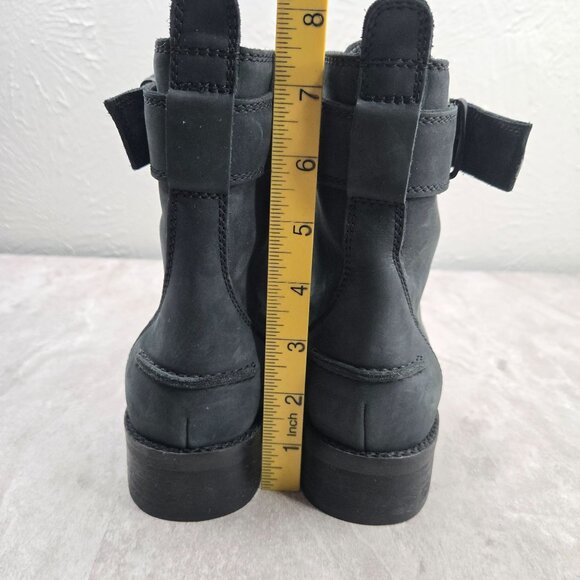 Madewell Combat Boots Leather Black Grunge Moto Lace Up Ankle Booties Size 7.5 - Picture 4 of 12